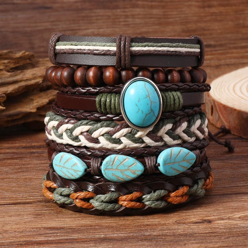 JAVMOO Gothic Bracelet Adjustable Punk Braided Leather Multilayer Grunge Set Bracelets Emo Metal Cuff Wrap Bangles Meaningful Gift - Image 2